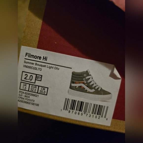 Girls Youth Size 2 Filmore Hi Vans Summer Bouquet High Top Sneakers - Picture 2 of 2